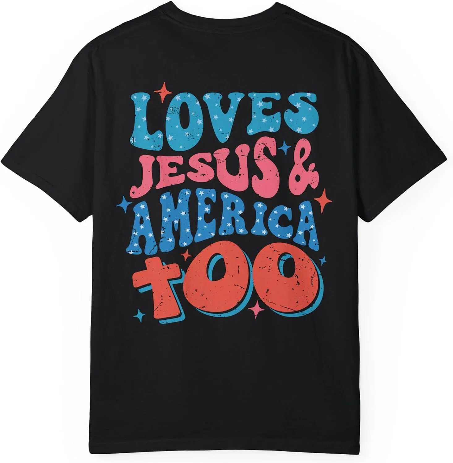 Футболка с принтом Loves Jesus and America Too Comfort Colors 1717, Black — фото 2