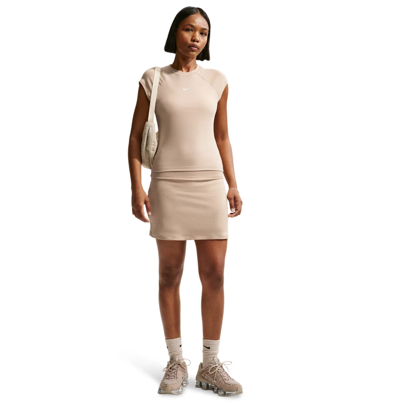 Женская юбка-шорты Chill Knit Rib Nike, цвет Sail/Linen — фото 3