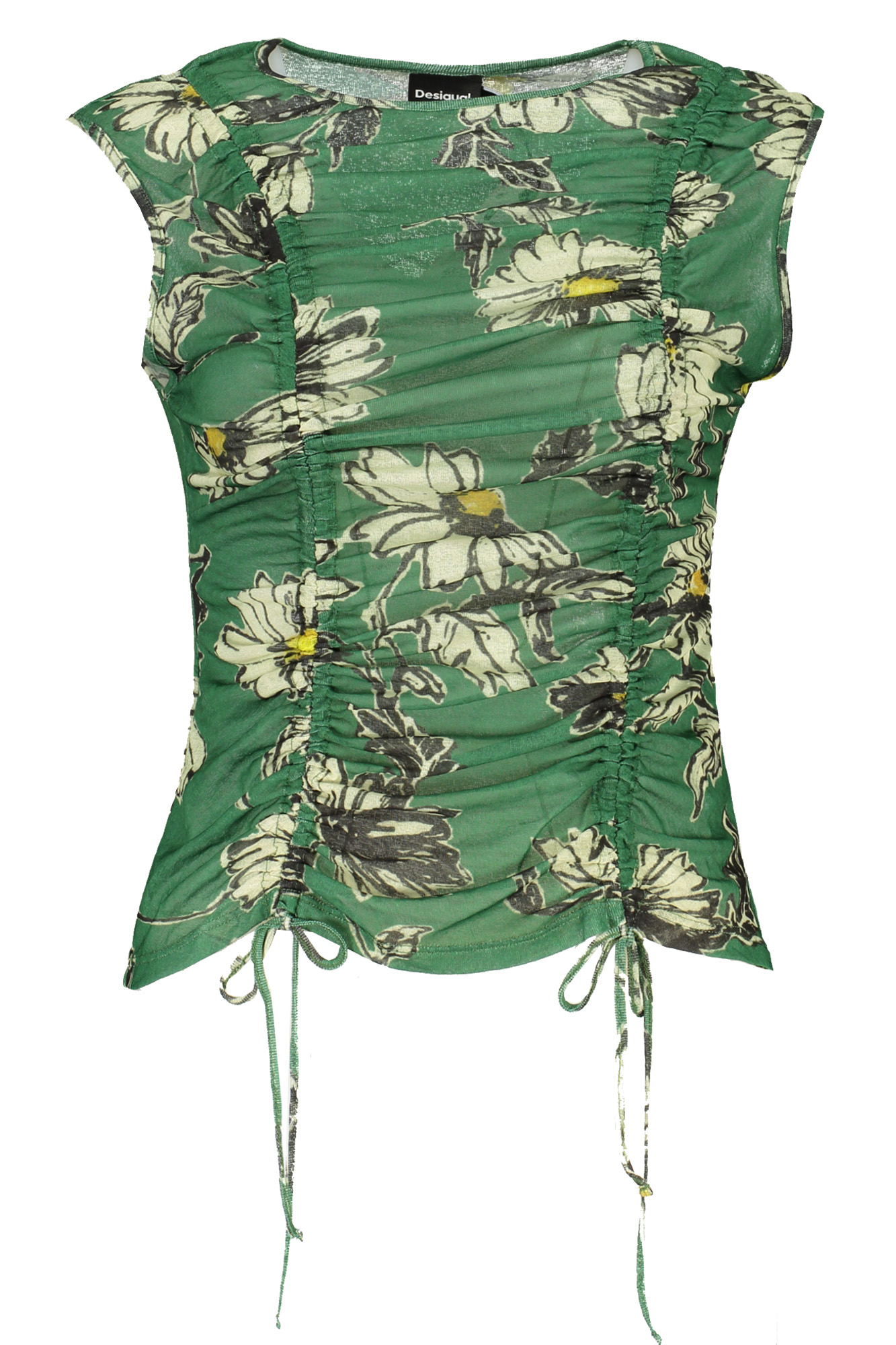 

Топ женский Desigual с цветочным принтом и сборками, зеленый