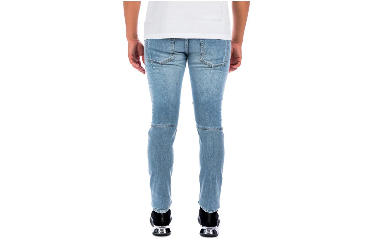 Мужские джинсы зауженные с потертостями Slim Fit Ripped Jeans BALMAIN, Blue — фото 3
