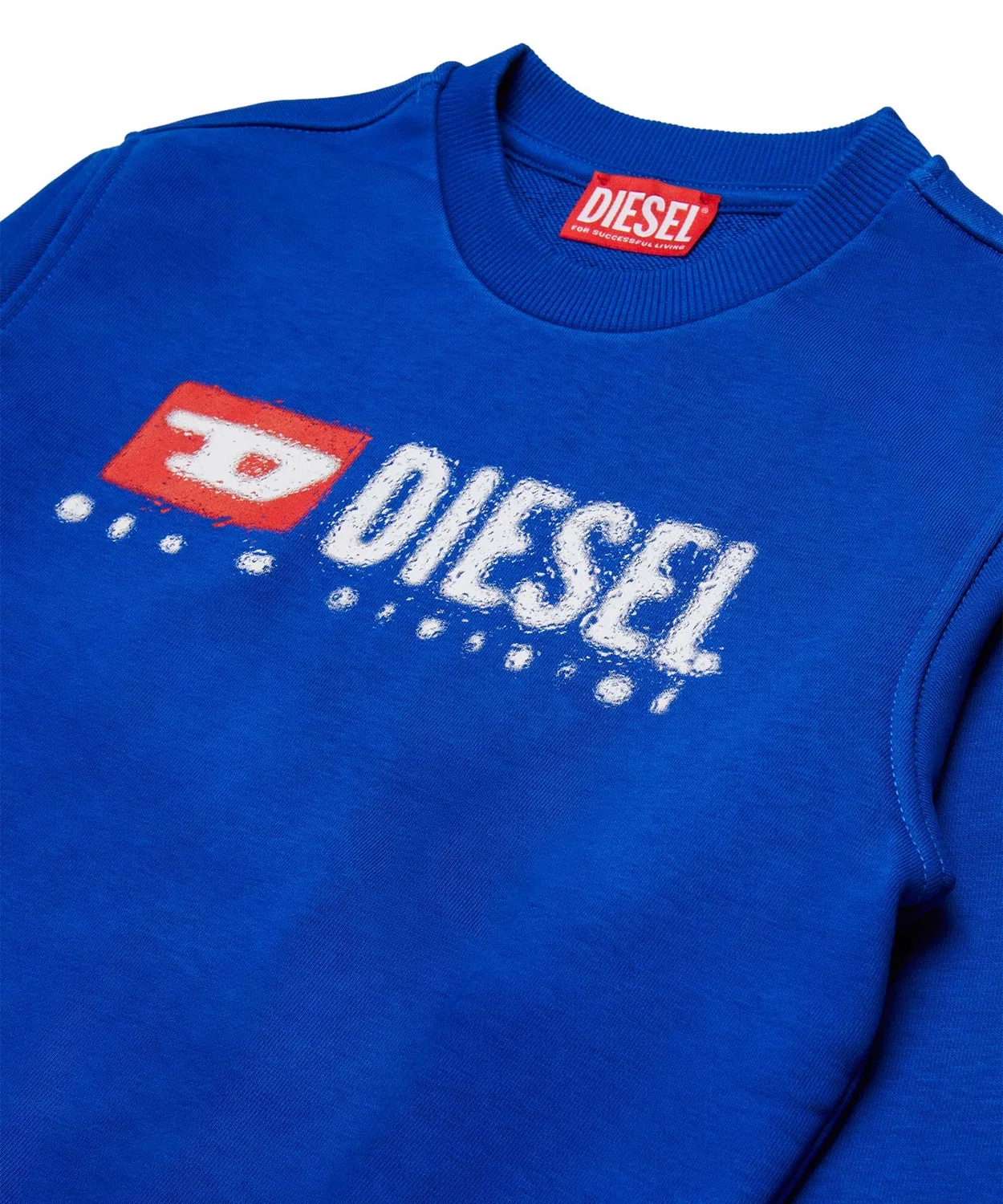 Детский свитшот с длинным рукавомс брендовым принтом DIESEL KIDS, White — фото 3