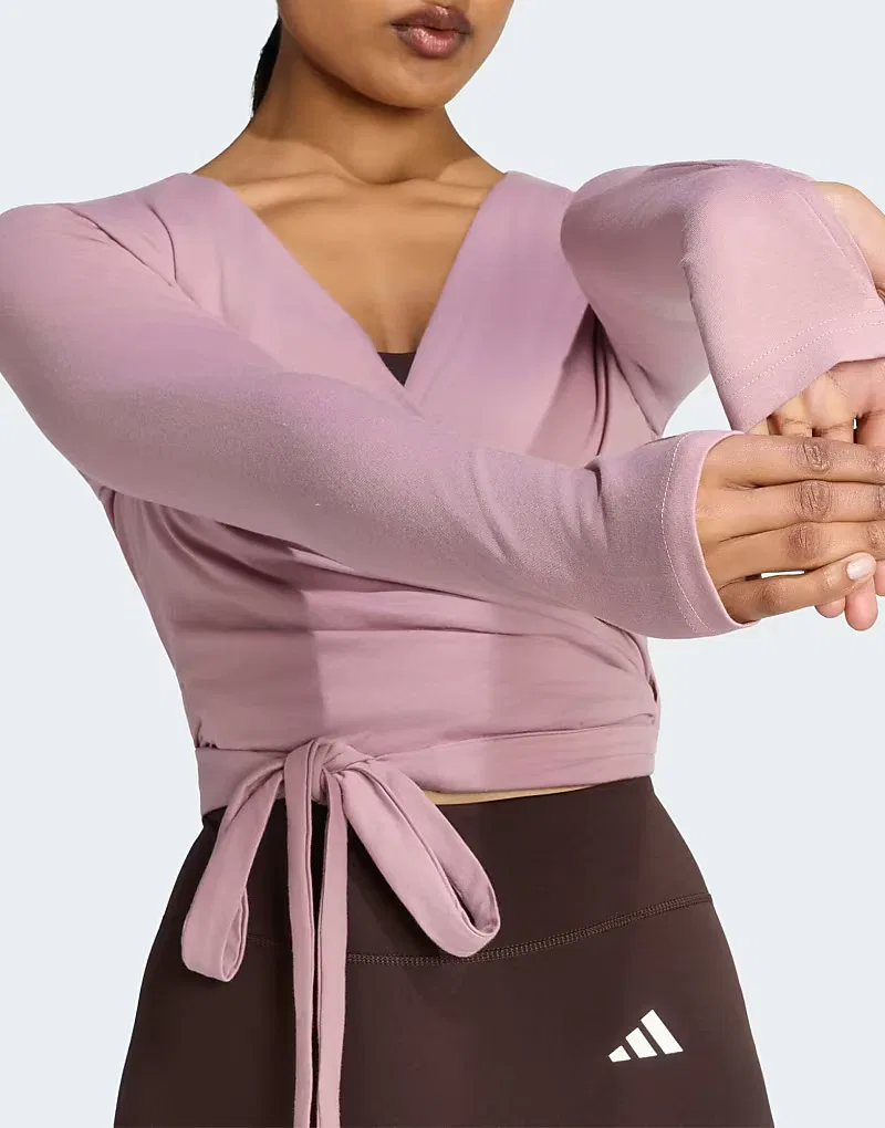 Топ Soft Ballet Wrap Three Stripes Studio Adidas Performance, Mauve — фото 4