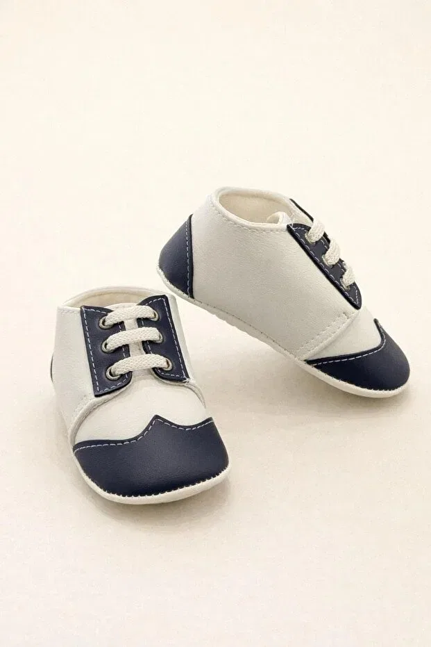 Детские туфли на шнуровке Minissa Baby Kids, Navy Blue And White — фото 4
