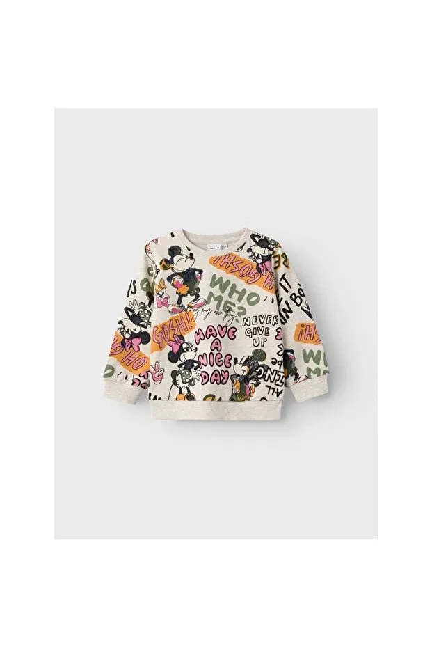 Детские свитшот для девочек с принтом Minnie Mouse Name It, Beige — фото 4