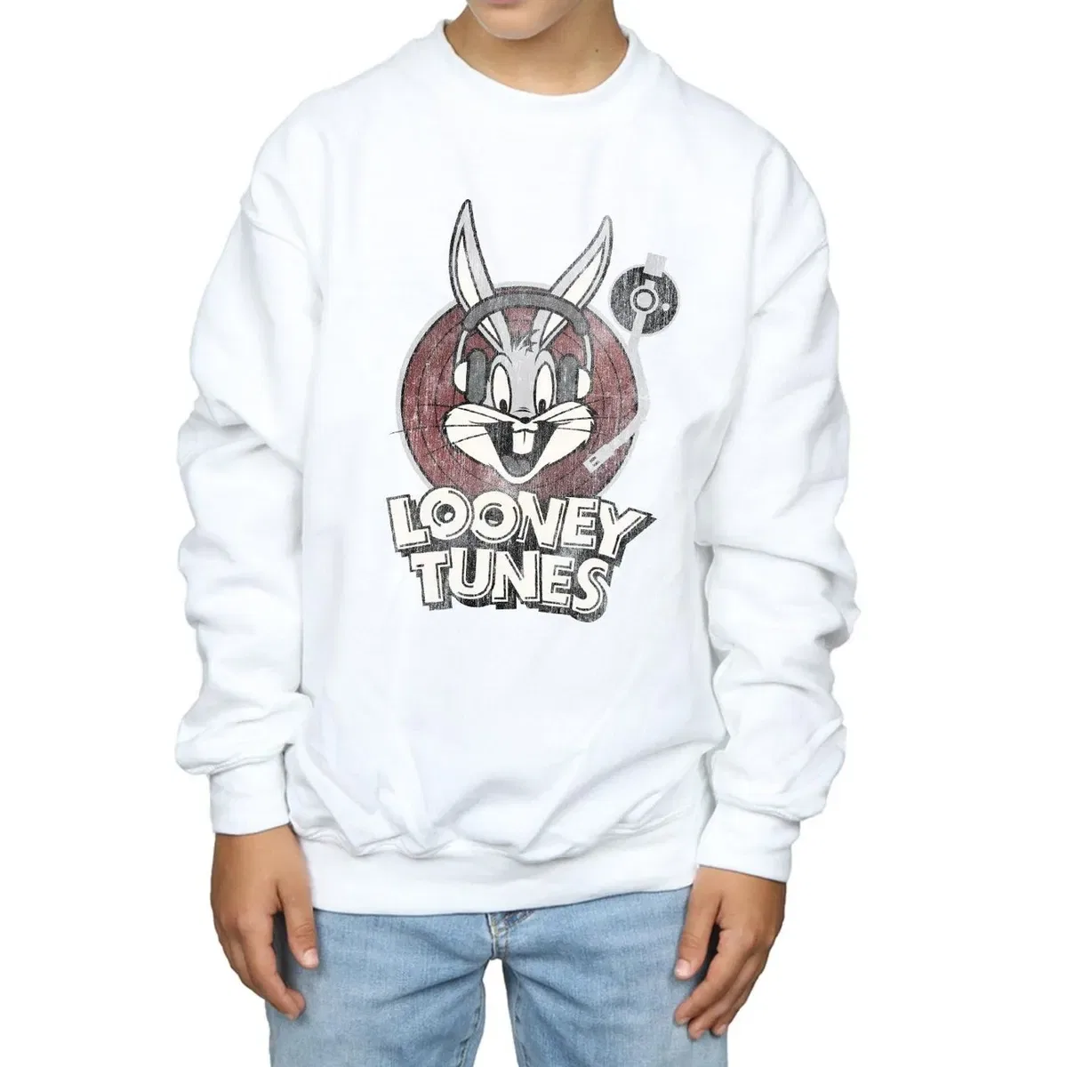 Свитшот с принтом Bugs Bunny Circle Logo Looney Tunes, White — фото 4