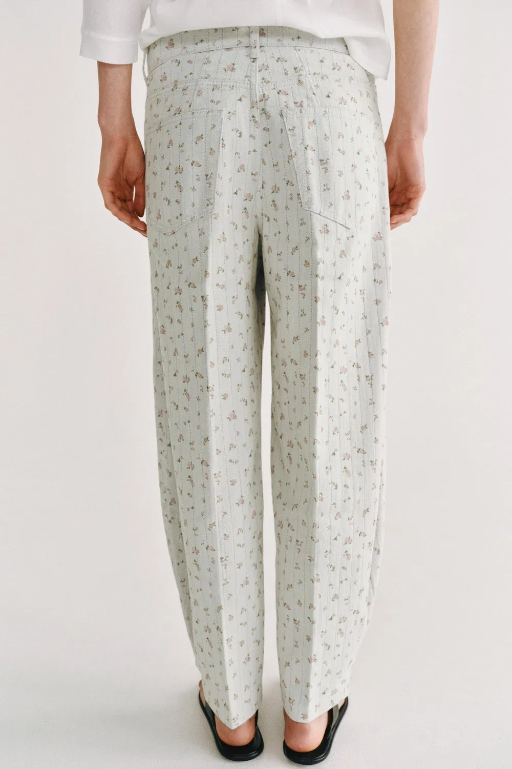 Джинсы с высокой талией и цветочным принтом из коллекции ZW. ZARA, Light blue — фото 3