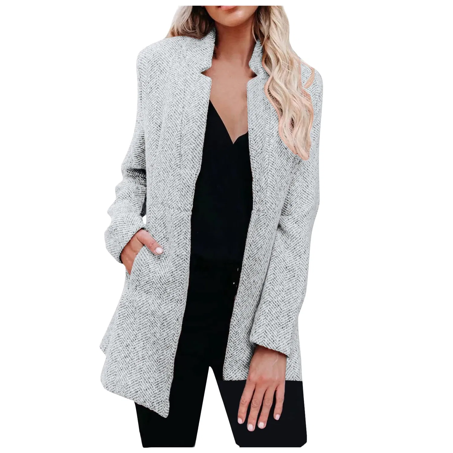 Женское зимнее пальто с двубортной застежкой Camel, Gray-a