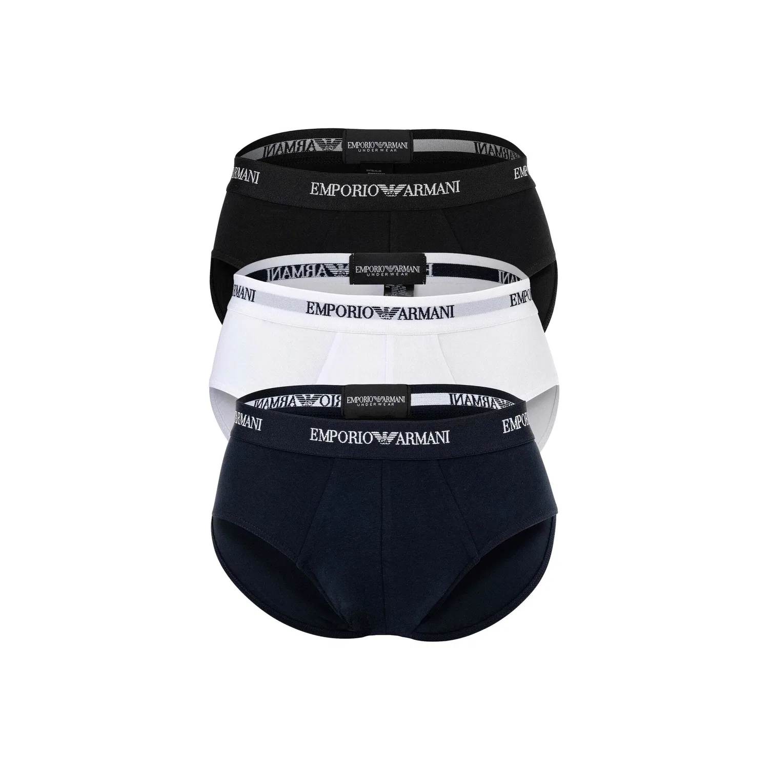 Мужские трусы-слипы с логотипом Emporio Armani, White/Blue/Black