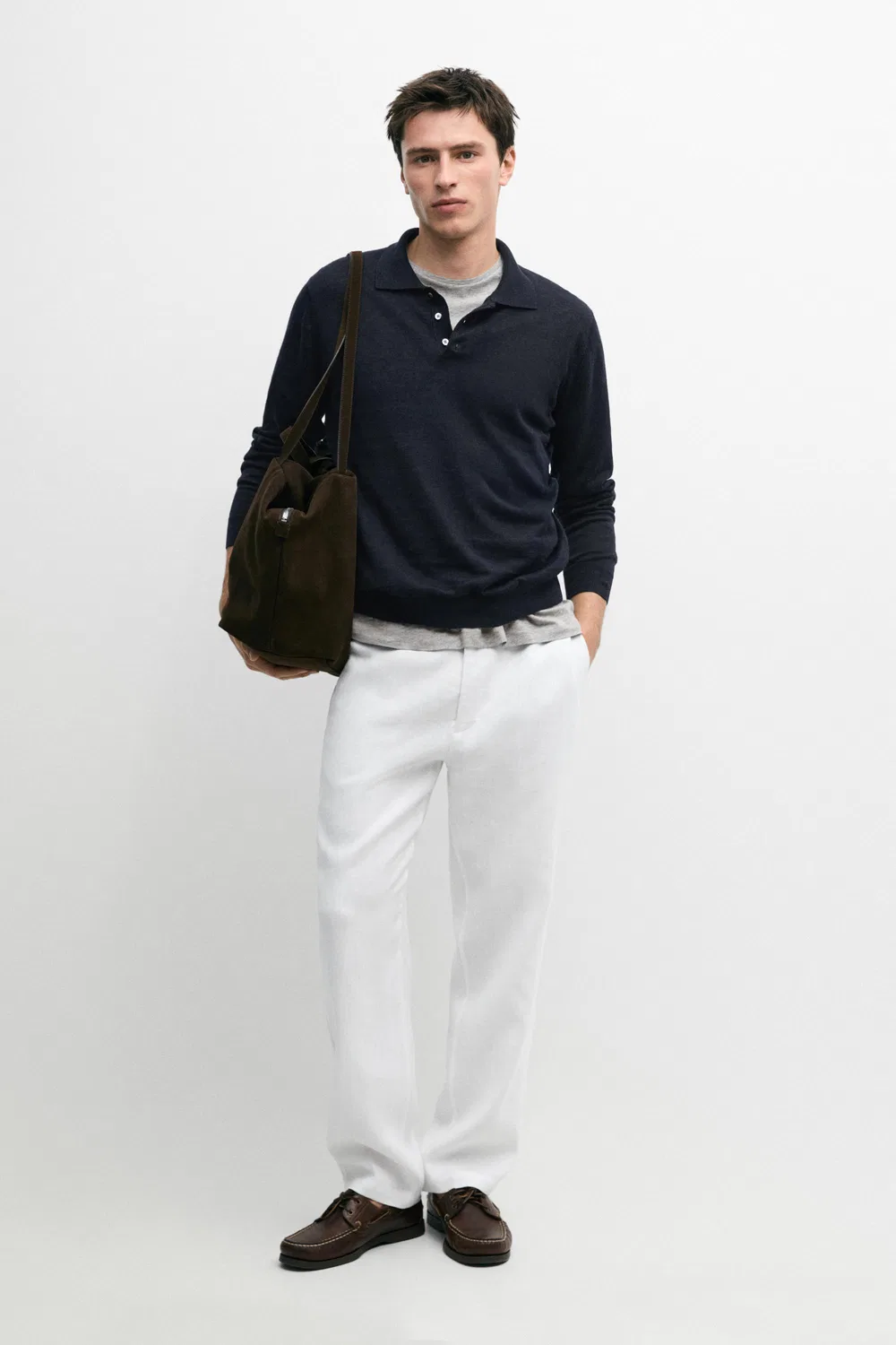 Льняные спортивные брюки Massimo Dutti, белый