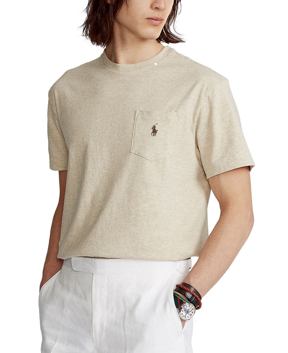 

Мужская большая и высокая футболка с круглым вырезом и карманами Polo Ralph Lauren, мульти, Серый, Мужская большая и высокая футболка с круглым вырезом и карманами Polo Ralph Lauren, мульти