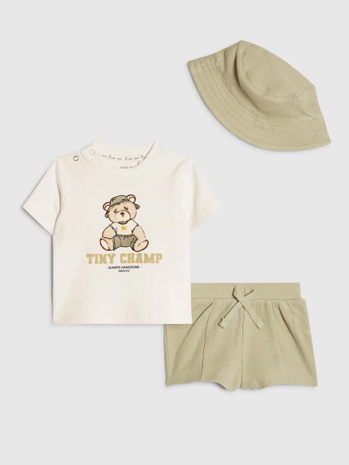 Комплект из футболки, шорт и панамы, Tiny Champ River Island, зеленый — фото 2