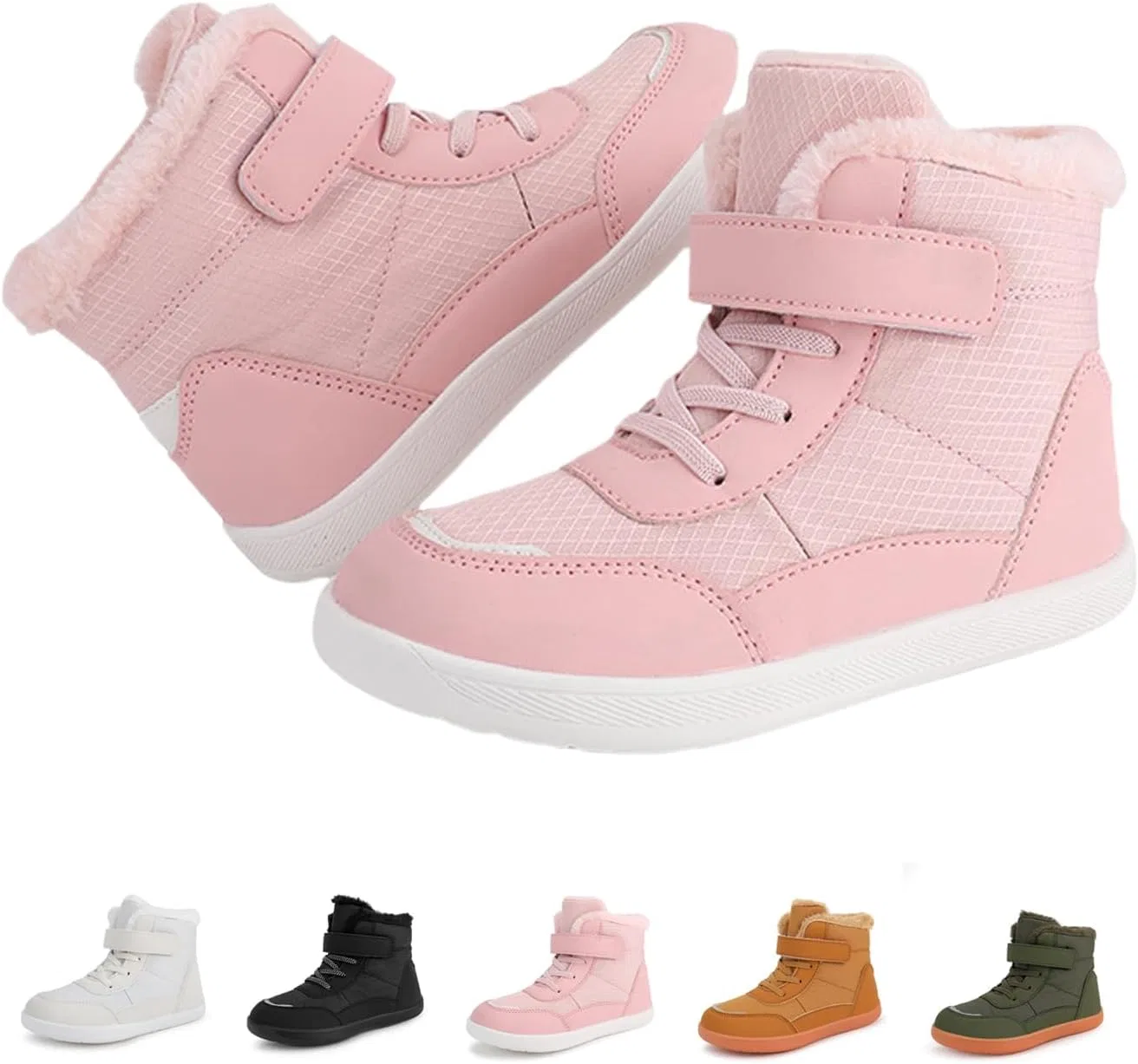 Детские зимние ботинки для мальчиков и девочек с принтом Barefoot Shoes For Children Winter Waterproof, Pink