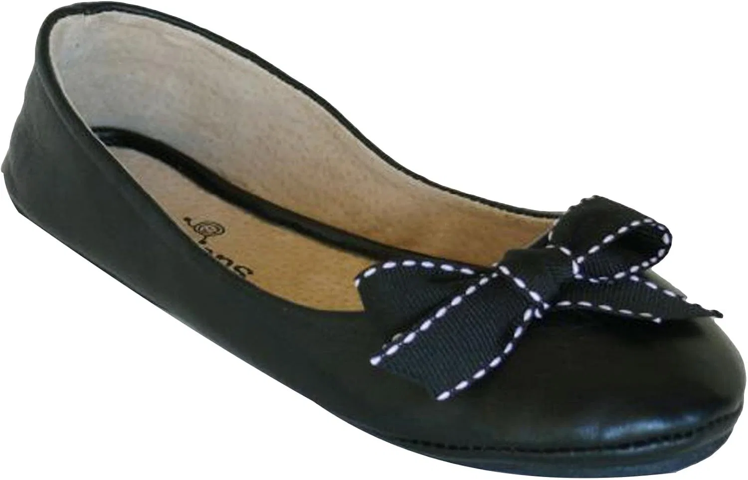 Детские балетки для девочек Espresso Girl's Lambskin Ballet Flat 2 Scoops Shoes, Black