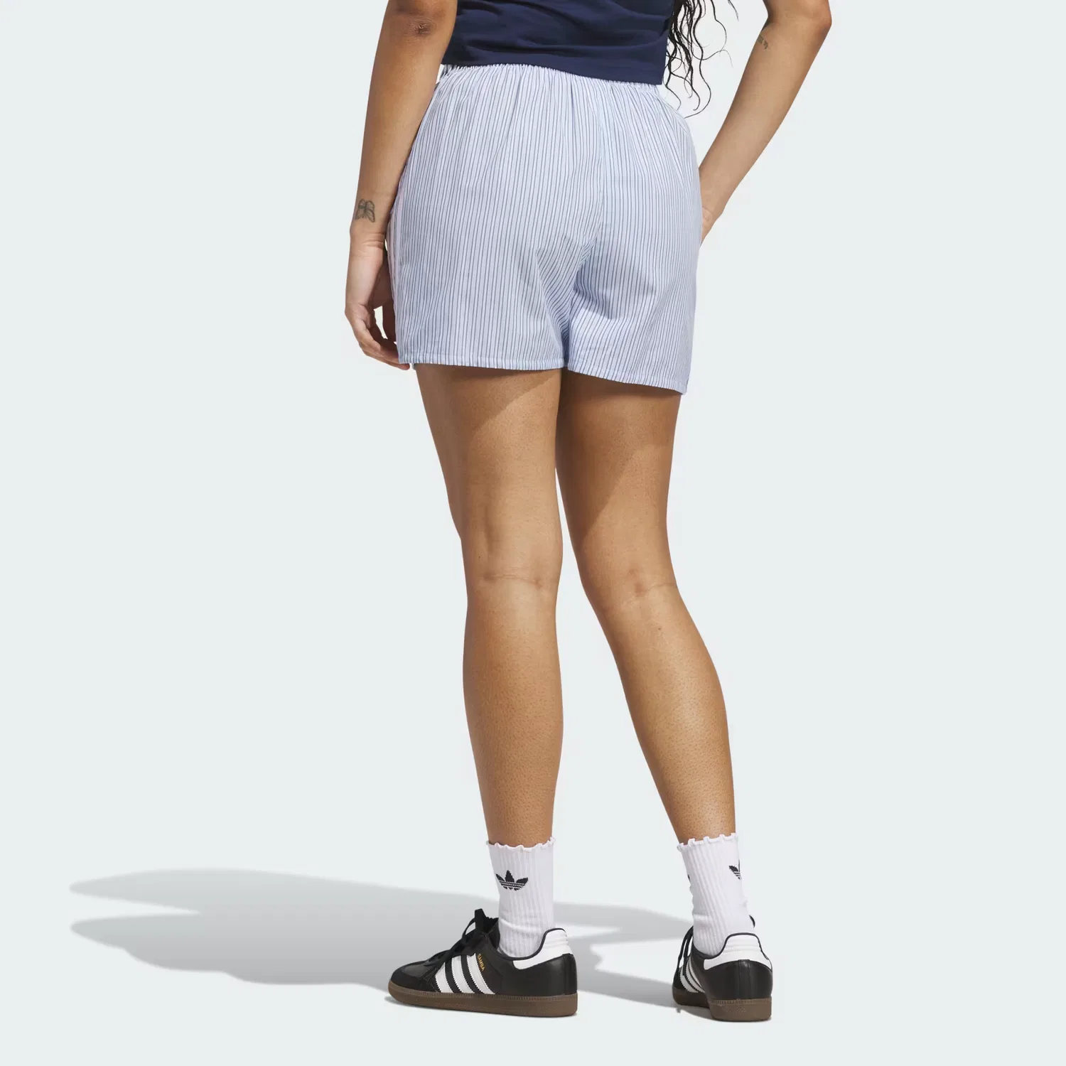 Женские шорты-боксеры в полоску Striped Boxer Shorts Adidas Originals, небесно-голубой — фото 2