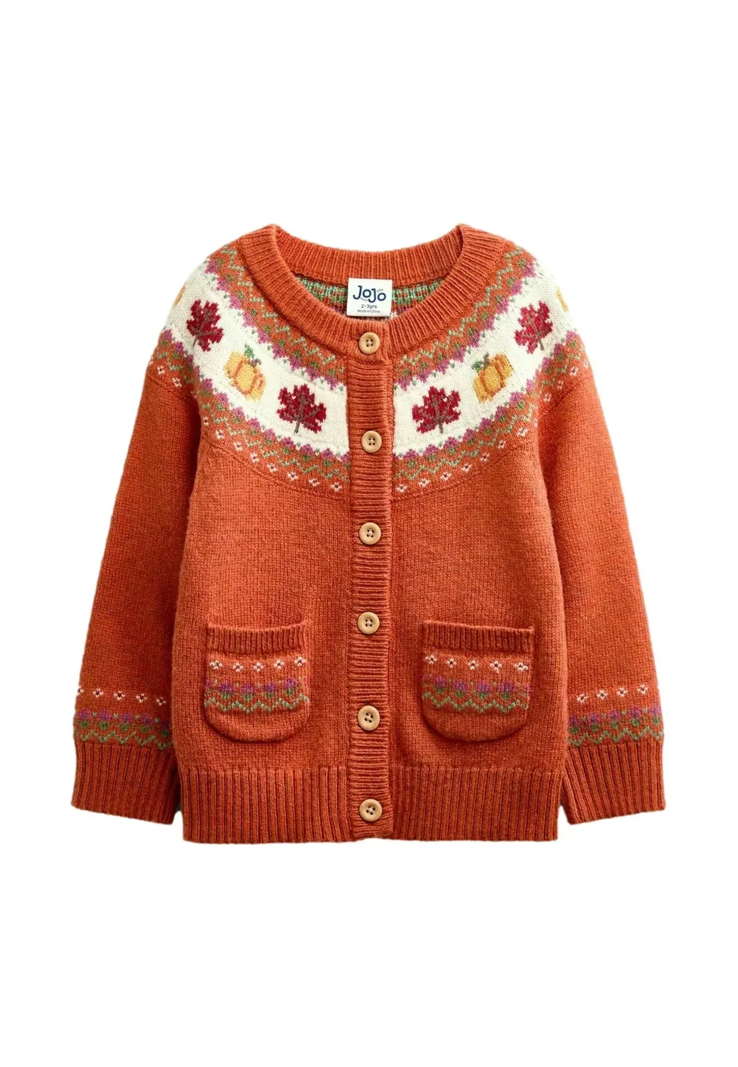Кардиган в стиле фэйр-айл - кардиган Jojo Maman Bébé, Rust Orange Pumpkin