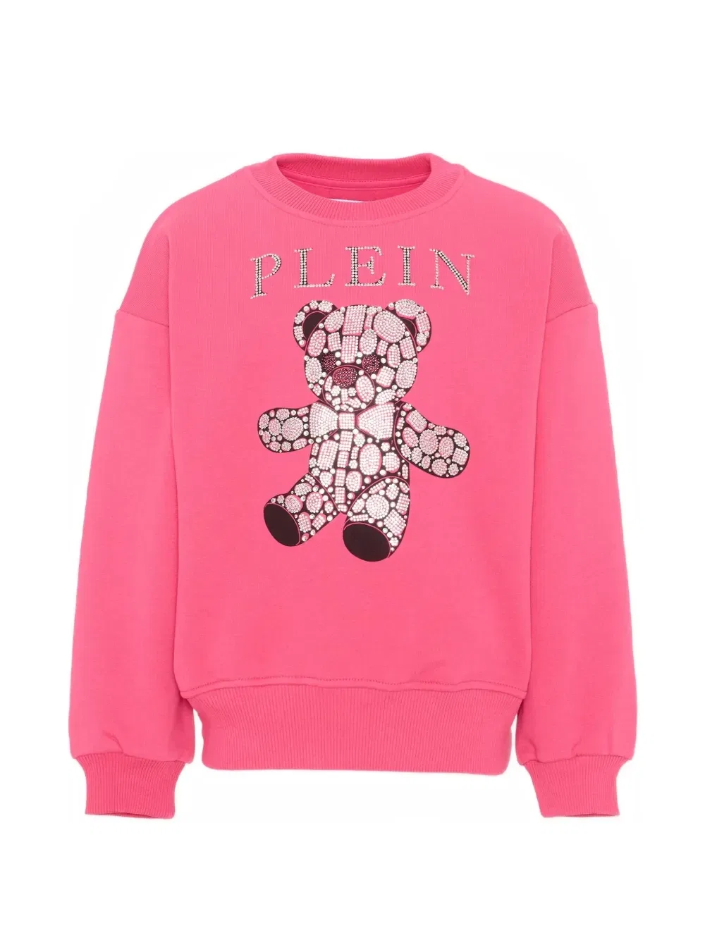 Украшенный стразами свитшот с плюшевым мишкой Philipp Plein Junior, розовый