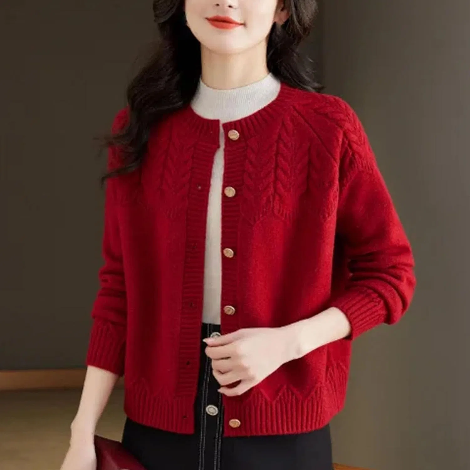 Женский кардиган с длинным рукавом, Elegant Knitwear, розовый — фото 3