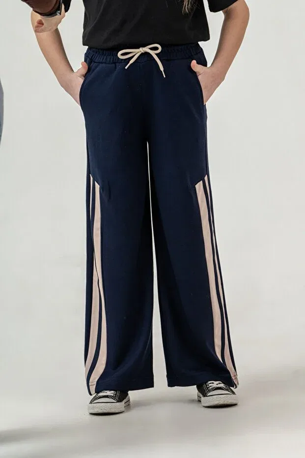 Детские спортивные штаны для девочек с широкими штанинами Mışıl Kids, Navy Blue — фото 2