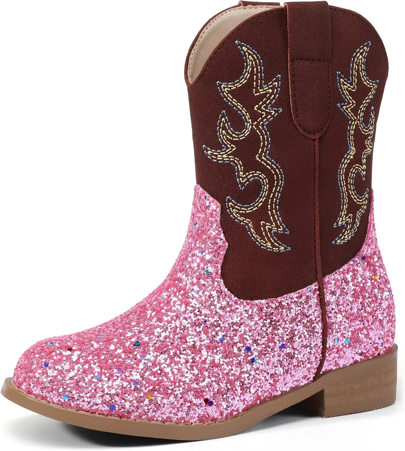 Детские сапоги для девочек с вышивкой Cowgirl Boots PANDANINJIA, Pink Sequin