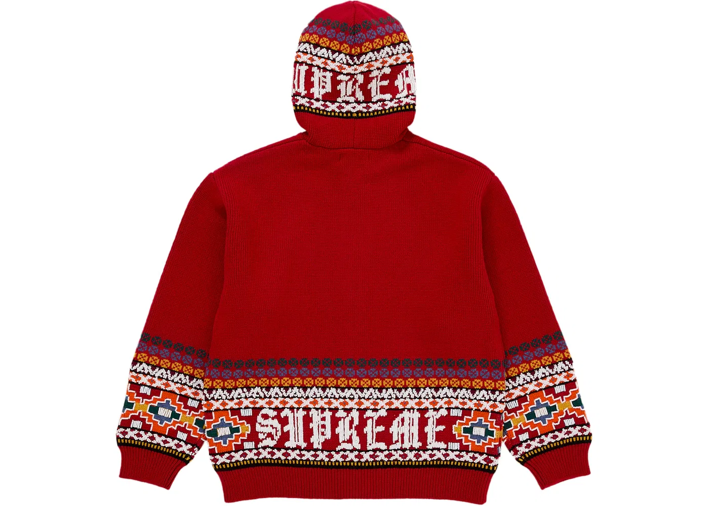 Мужской свитер с капюшоном и бисером Supreme, Red — фото 2