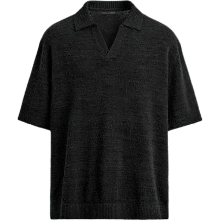 Мужское поло с воротником, прямой крой, ZARA, Black