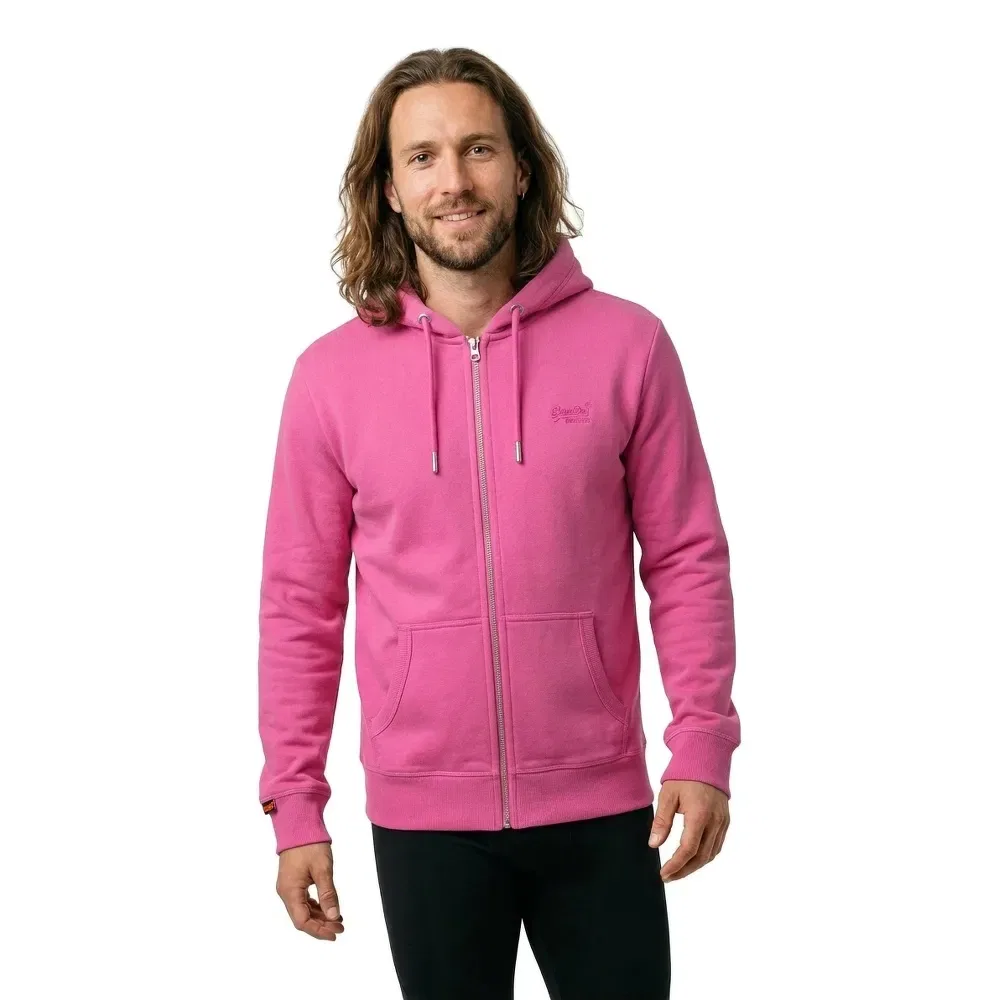Худи на молнии Essential Logo Superdry, розовый — фото 3
