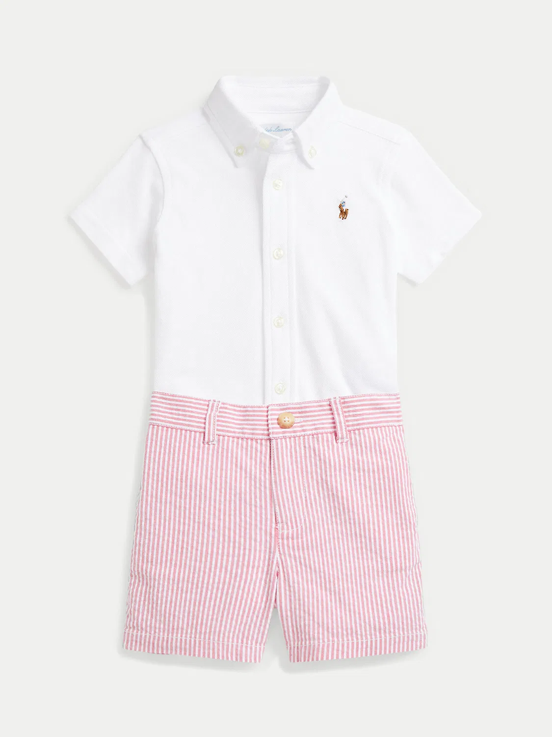 Комплект из рубашки и шорт стандартного кроя для мальчика Polo Ralph Lauren, белый