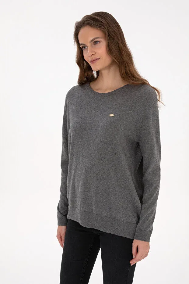 Женский свитер с длинным рукавом U.S. Polo Assn., Gray Melange — фото 3