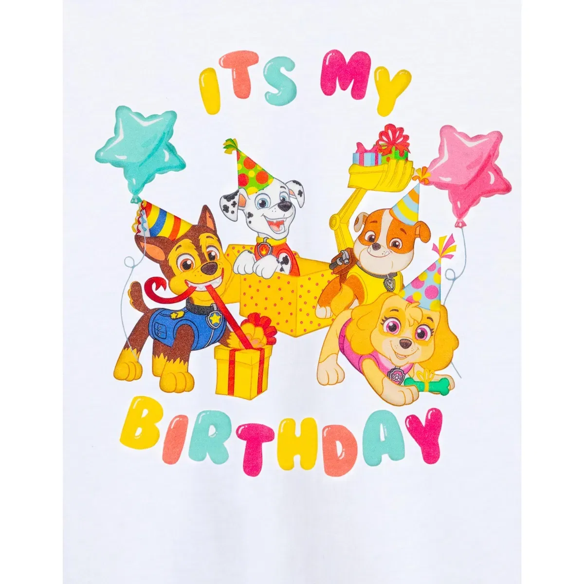Детская футболка с коротким рукавом с принтом It'S My Birthday Paw Patrol, White — фото 2