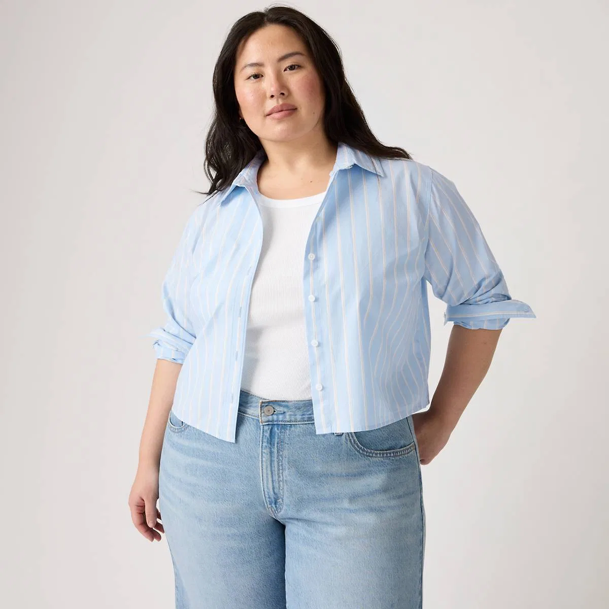 Рубашка с длинными рукавами Sully (большой размер) Levi's, Adora Stripe Chambray Blue - Blue
