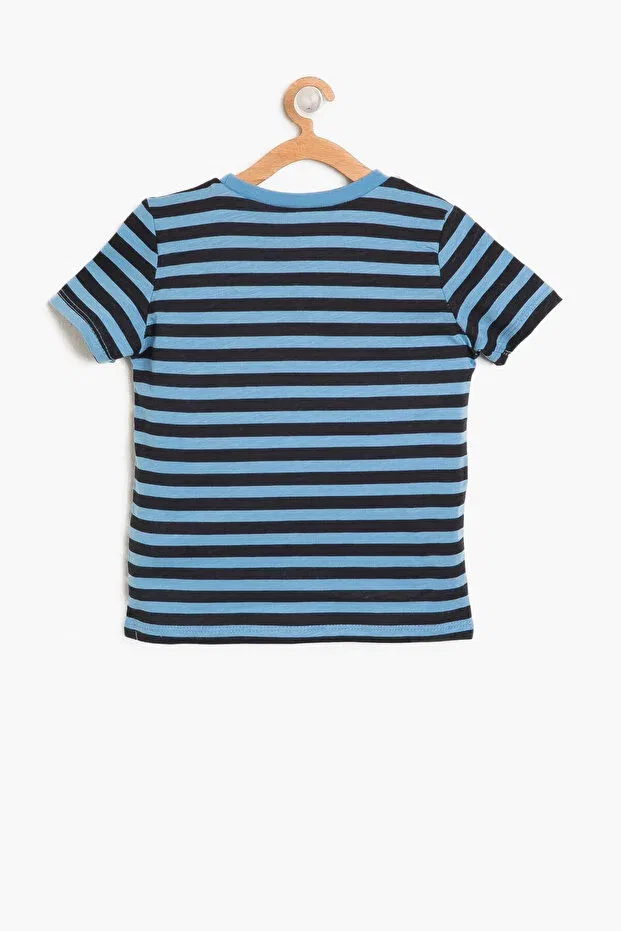 Детская футболка для мальчиков с полоской Koton, Navy Blue/70J — фото 4