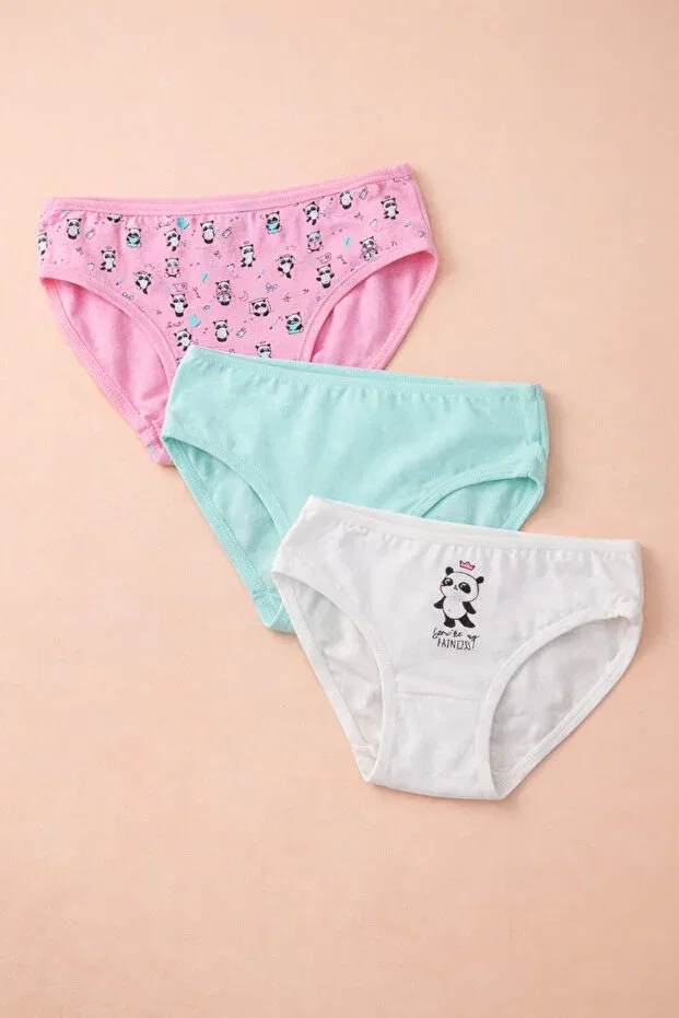 Детские трусы для девочек с принтом Panda Printed Fulla Moda, Ecru