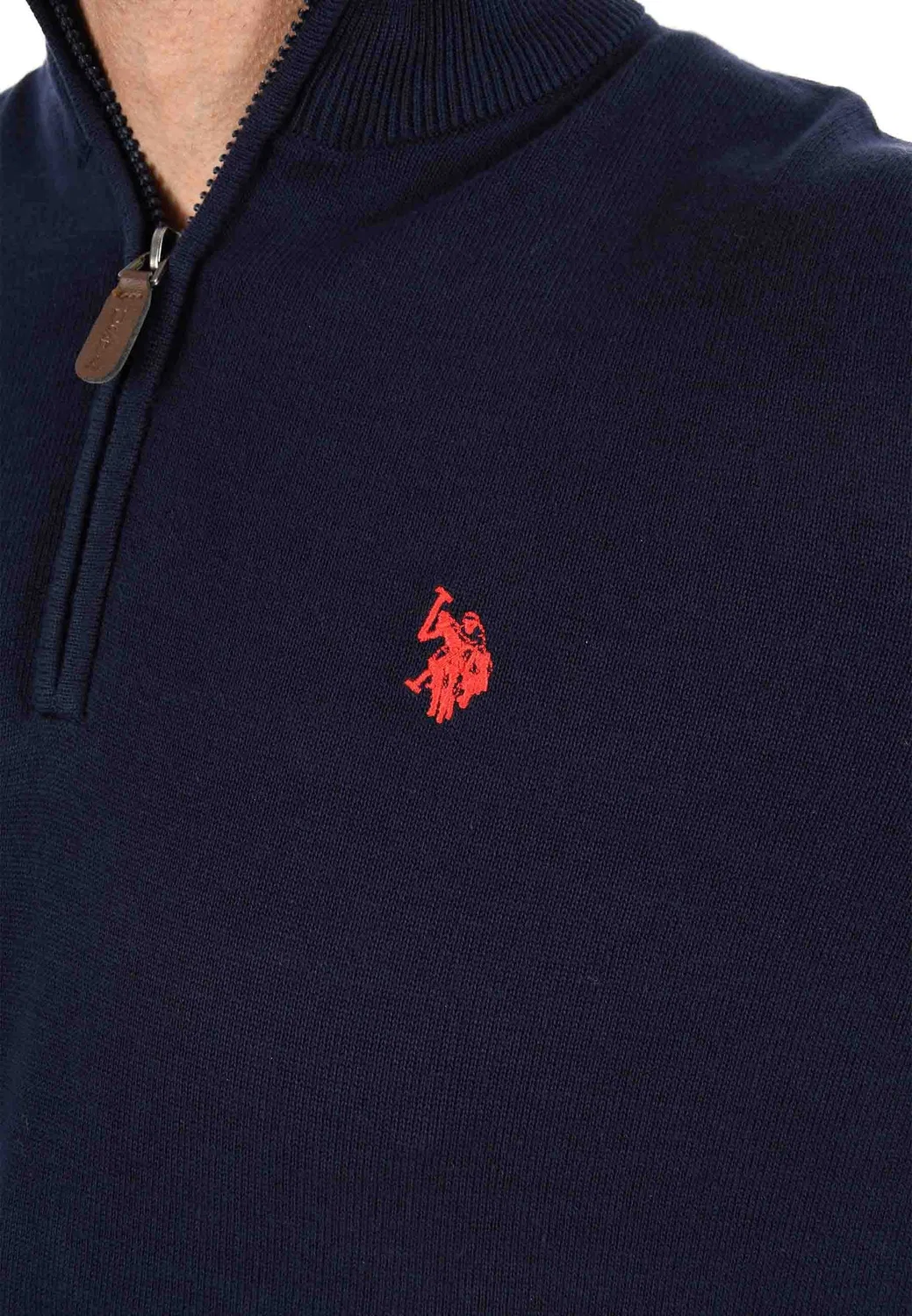 Мужской пуловер с воротником-стойкой USKnooxx U.S. Polo Assn., Navy-Rot — фото 4