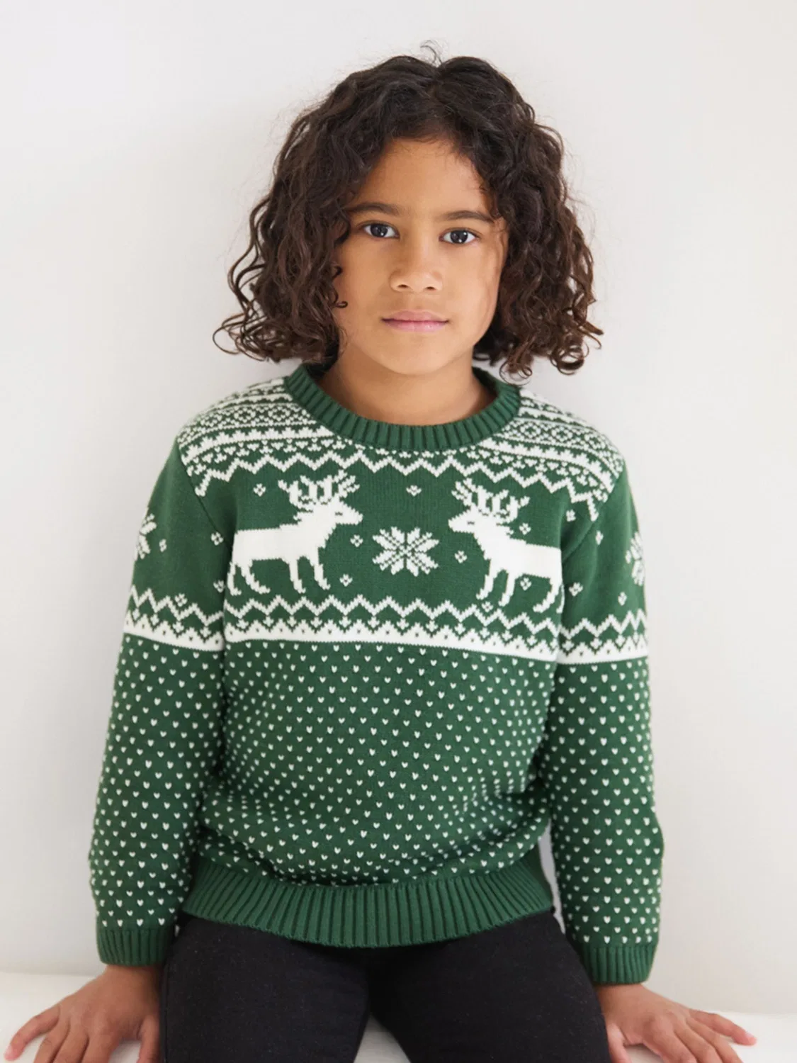 Джемпер с оленями, Fairisle The Little Tailor, зеленый