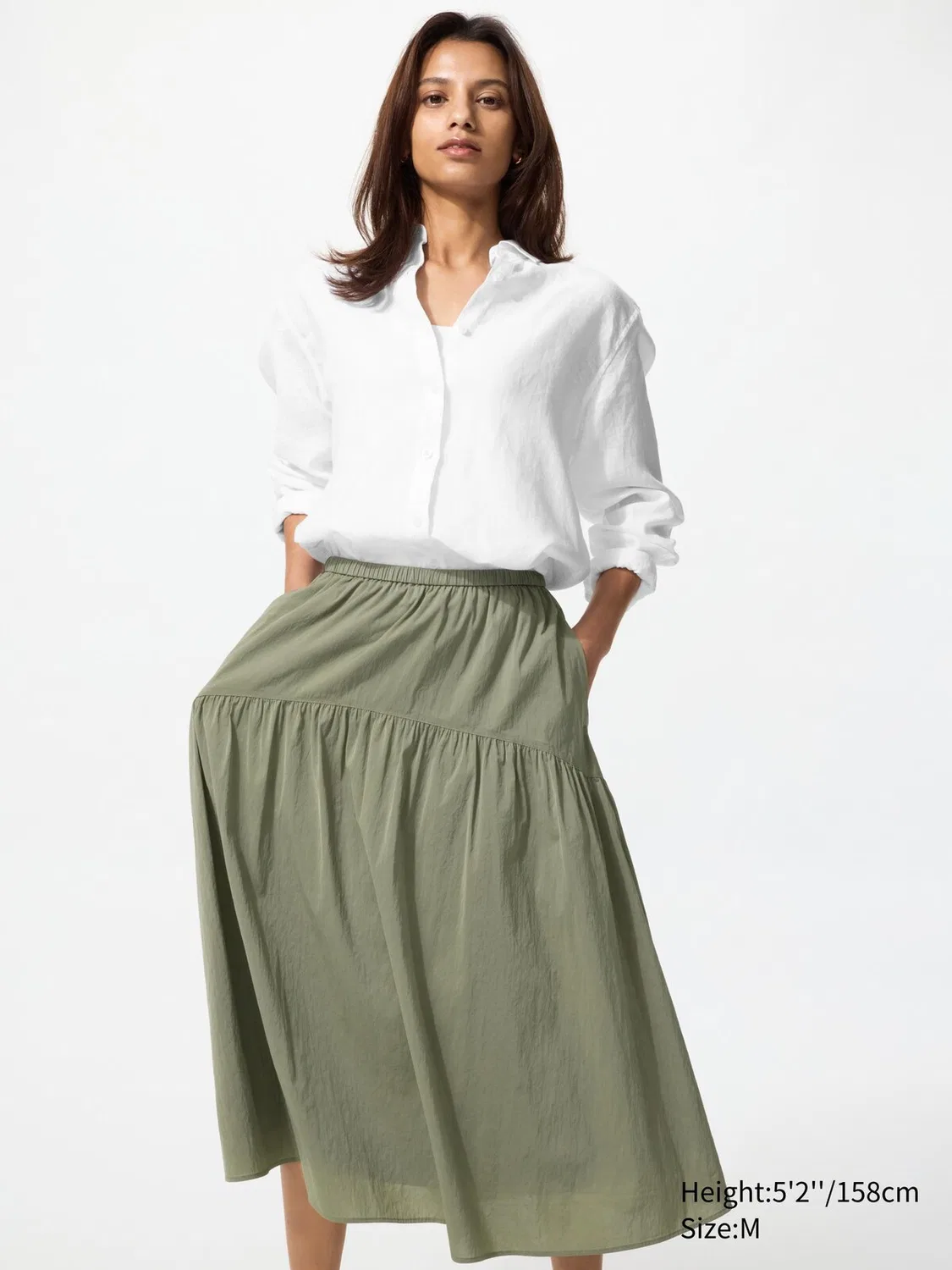 Юбка из нейлона Uniqlo, женская, оливковый