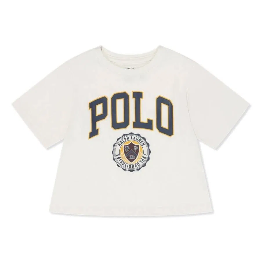 Футболка детская с принтом Kids Deckwash White Logo Print Polo Ralph Lauren, Deckwash White