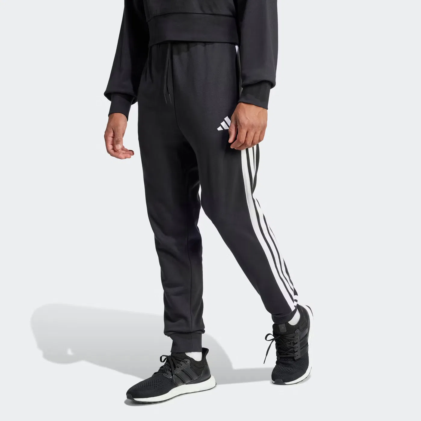 Джоггеры с лампасами French Terry Essential 3-Stripes Adidas, черный