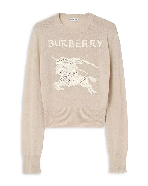 Женский свитер с вышивкой Equestrian Knight Design Burberry, Easel Beige — фото 3