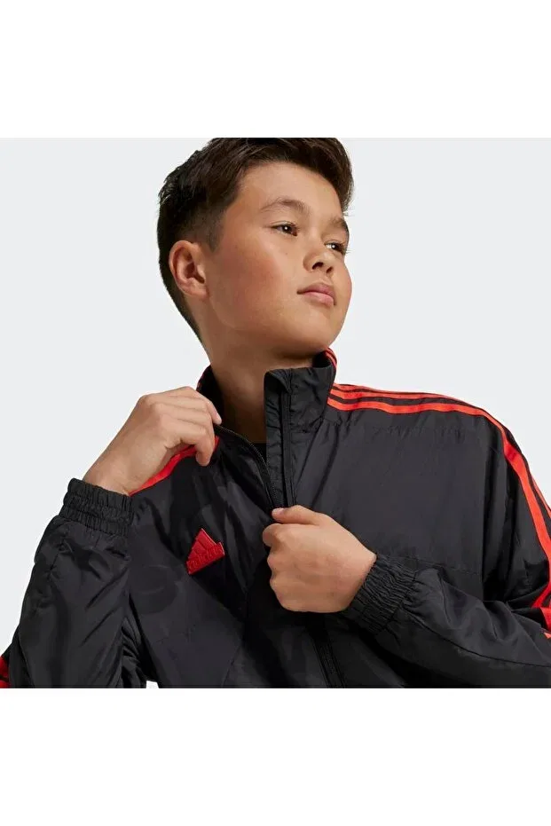 Детская толстовка для девочек с длинным рукавом Tiro Woven Track Kids Sweatshirt Adidas, Black — фото 4