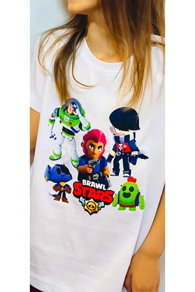 Детская футболка для девочек с принтом Brawl Stars, White