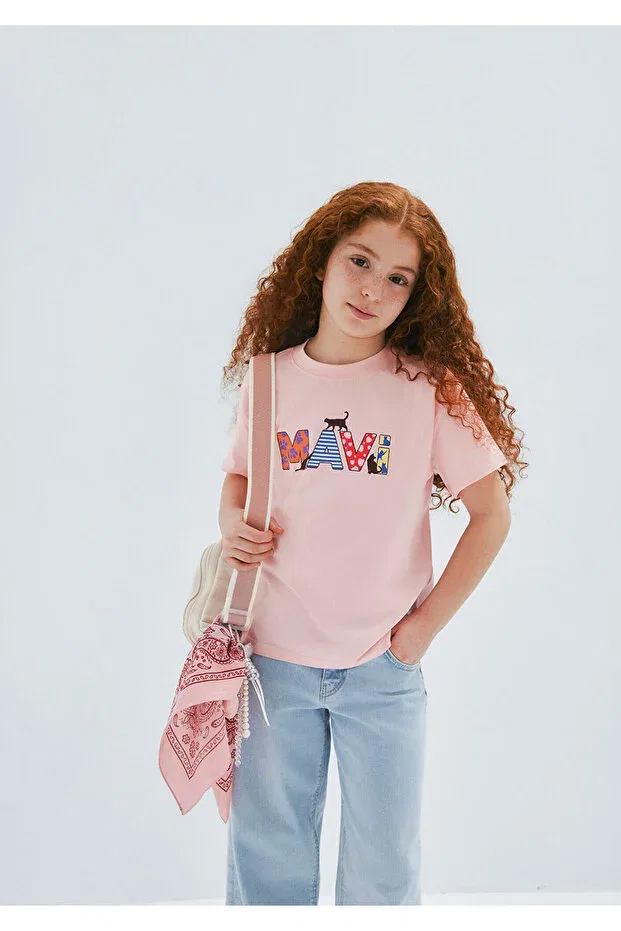 Детская футболка с принтом Logo printed pink t-shirt loose fit / relaxed comfortable cut 7610426-71007 Mavi, Pink — фото 2