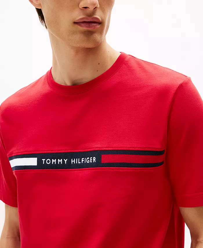 Мужская футболка с коротким рукавом и логотипом на груди Tommy Hilfiger, красный — фото 3