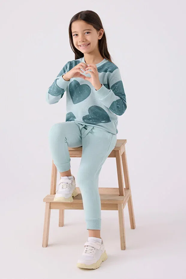 Детский спортивный костюм для девочек с принтом Rolypoly, Light Blue — фото 3