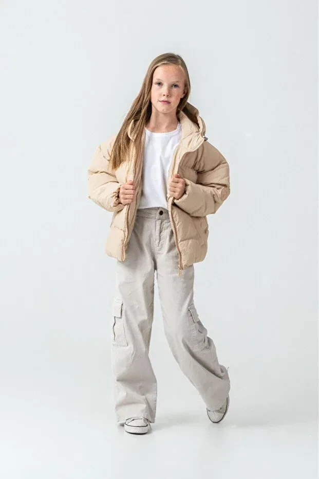 Детское пальто для девочек с капюшоном G-Serko, Beige