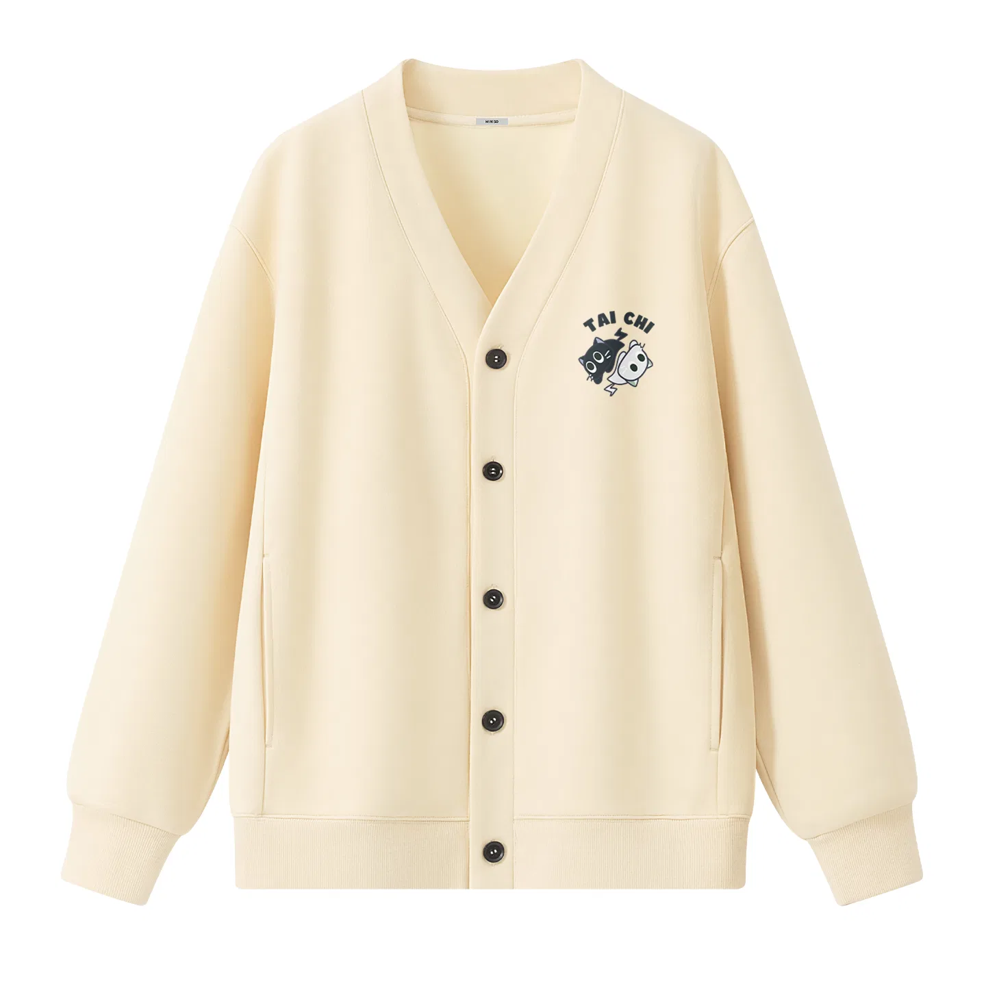 Детский свитшот с принтом Tai Chi Cat Chest Logo MINISO, Light Beige