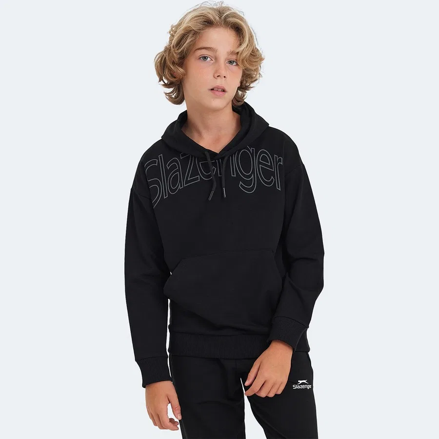 Детский свитшот с капюшоном и карманом LETTO Slazenger, Серо-бежевый