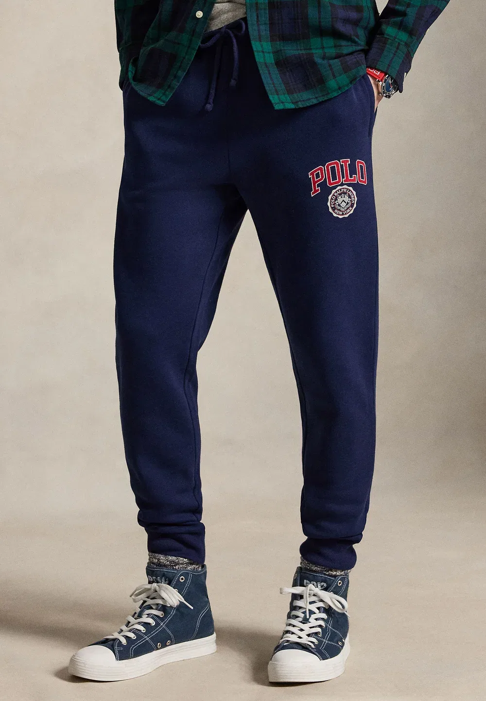 Спортивные брюки-джоггеры из флиса с логотипом - спортивные штаны Polo Ralph Lauren, Newport Navy