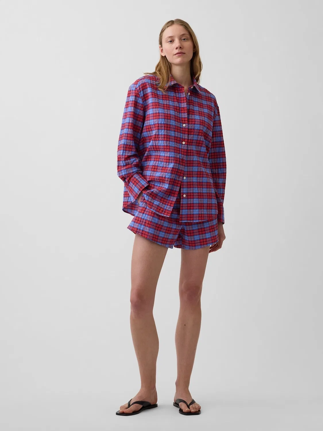 Шорты боксеры Gap Red/Blue Check, красный/синий клетка — фото 4