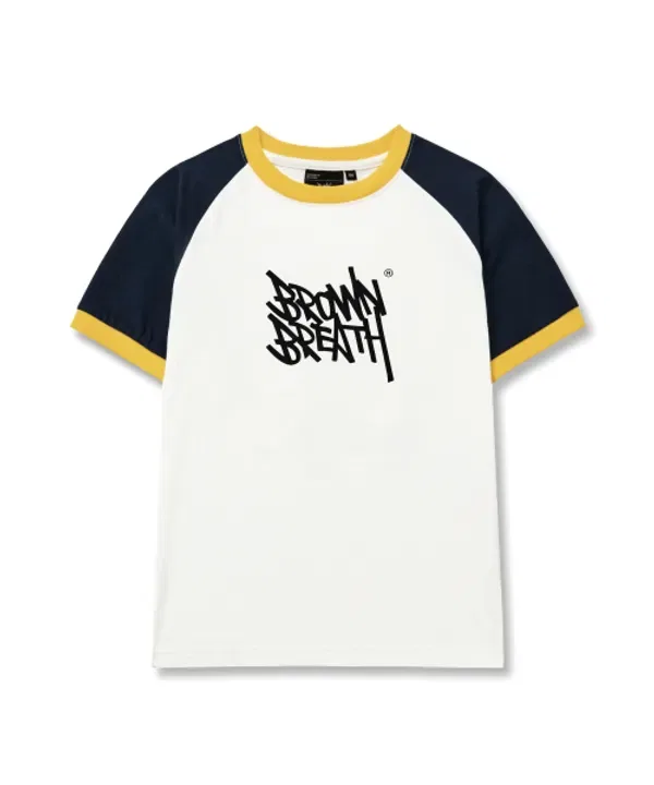 Футболка с цветными рукавами Kids raglan color block tee Brownbreath Kids, navy — фото 3