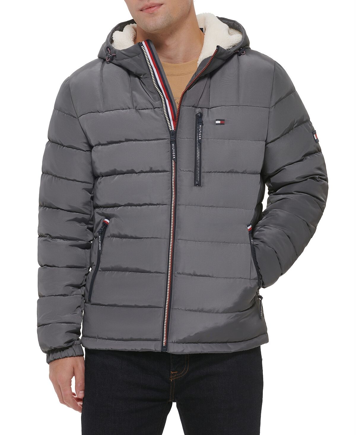 

Мужская стеганая куртка-пуховик с капюшоном на подкладке из шерпы Tommy Hilfiger, мульти
